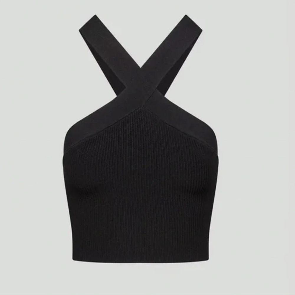 Babaton Black Cross-Strap Crop Top